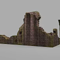 Ancient Ruined Brick Building Exterior Wall With Broken Structure And Weathered Texture