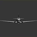 Vintage Silver Propeller Airplane Model with Wide Wings and Cockpit on Dark Reflective Surface