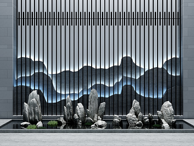 New Chinese rockery stone landscape background wall model