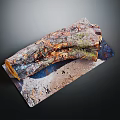 Natural Wood Log With Organic Texture On Rough Stone Slab Surface