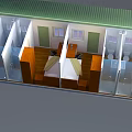Modular Container Building Row With Green Doors White Walls And Windows 3d model