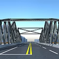 Modern Metal Structure Bridge Spanning Urban Waterfront With Clear Reflection 3d model