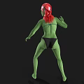 Green Skinned Female Character With Red Hair And Black Bikini Standing In 3D Render