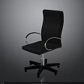 Black Modern Office Chair With Silver Armrests And Caster Base Design