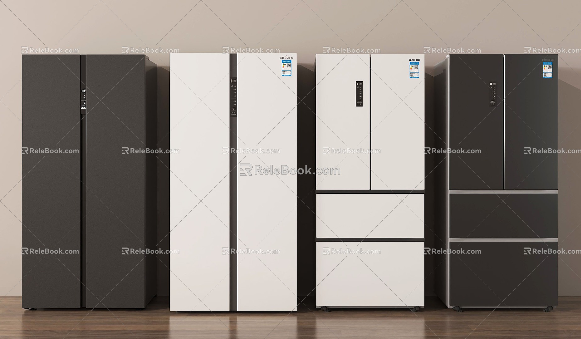 Modern refrigerator refrigerator double door refrigerator three door refrigerator 3d model