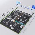 Road Infrastructure Featuring Traffic Signs Lane Markings Parking Areas and Directional Signs