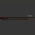 Long Wooden Boat With Red Interior And Dark Exterior Design Structure