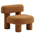 Brown Modern Single Seater Sofa With Cylindrical Legs And Upholstered Design