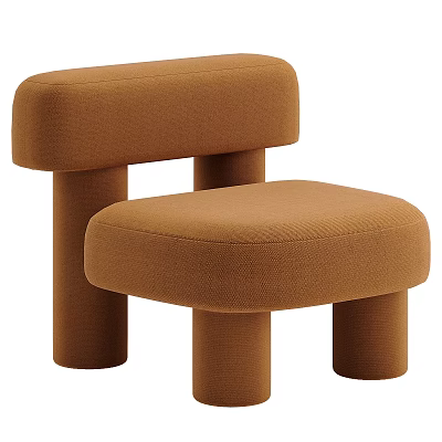 Brown Modern Single Seater Sofa With Cylindrical Legs And Upholstered Design 3d model