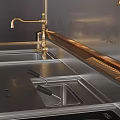 Luxurious Modern Kitchen Cabinets With Black Finish Gold Accents And Glass Door Design