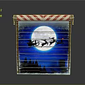 Furniture Cabinet With Red White Striped Top Blue Background Moon Santa Reindeer Flying Trees Castle