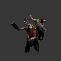 Game Movie Character with Antler Like Headgear Green Glowing Strips and Muscle Texture Body