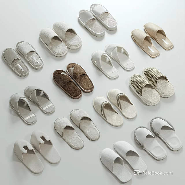 Comfortable Home Slippers With Soft Fleece Woven And Mesh Materials In Multiple Colors 3d model 
