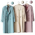 Stylish Double Breasted Trench Coats in Beige Gray Pink and Light Blue