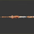 Unique Stylish Rifle With Orange Flame Design And Modern Decorative Elements