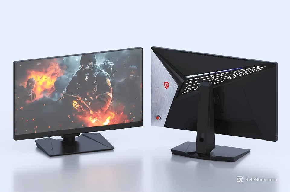 Modern Gaming Computer Monitors With Dual Screen Setup And High Resolution 3d model 