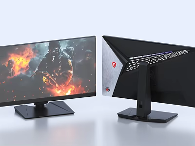 Modern Gaming Computer Monitors With Dual Screen Setup And High Resolution 3d model