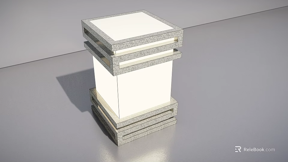 Modern Sculpture With Layered Gray Frames And White Panel Cubic Design 3d model 
