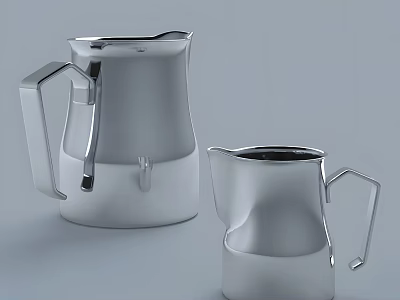 Stainless Steel Modern Kitchenware With Moka Pot And Milk Frother Design 3d model