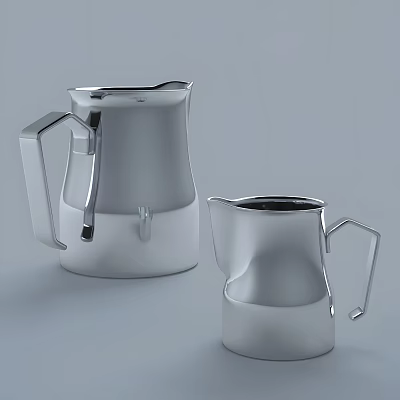 Stainless Steel Modern Kitchenware With Moka Pot And Milk Frother Design 3d model