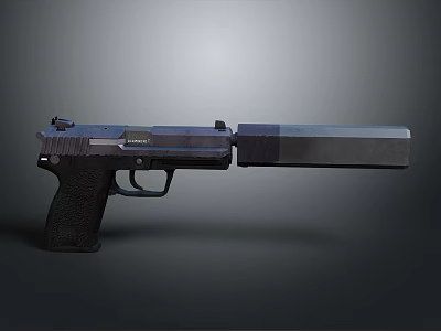 Modern Tactical Black Pistol With Silencer Metal Frame And Ergonomic Grip 3d model