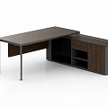 Modern Office Desk Design With Wooden Top Metal Frame Drawers And Storage Cabinets