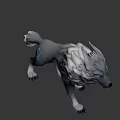 Mythical Gray White Wolf 3D Model With Blue Glowing Eyes And Rune Mark