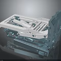 Structural Industrial Machinery Part Featuring Metal Frame White Components and Blue Sections