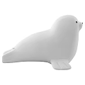 Two White Seal Plush Toys Sitting And Lying On White Background