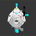Industrial Mechanical Device With Silver Metal Body Green Handle And Black Circular Component