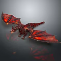 Powerful Mythical Dragon Game Movie Character With Red Black Fiery Wings And Lava Textures