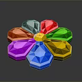 Vibrant Multicolored Polygonal Gemstone Decor Items With Flower Arrangement Design