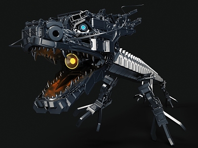 Cyber Dragon Mechanical Dragon Oriental Dragon has skin and bones 3d model