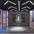 Modern Dance Ballroom Interior With Neon Lighting Hip Hop Elements And Dance Logo On Floor