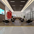 Modern Car Dealership Showroom With Logo Signage And New Cars On