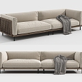 Quiet Double Sofa Fabric Multi-Person Sofa 3d model