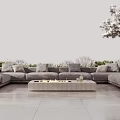 Serene Rooftop Garden With Comfortable Sofa Fire Pit And City Skyline At Sunset