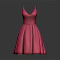 Pink Spaghetti Strap Satin A Line Dress With Flared Skirt Design
