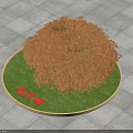 Japanese Maple Tree in Circular Green Grass Lawn on Gray Tiled Ground