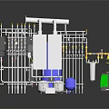 Industrial Equipment Setup With Pipes Valves Blue Tank And Mechanical Components