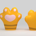 Cute Yellow Paw Shaped Decorations With Pink Heart And Brown Stripes Photo Spot