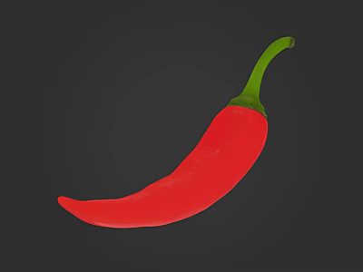 Fresh Red Chili Pepper With Green Stem On Dark Background 3d model