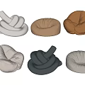 Modern Comfortable Bean Bag Chairs With Knotted Round Design In White Brown Gray Beige
