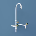 White Utility Faucet With Dual Handles And Curved Spout Design