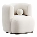 Modern Beige Upholstered Accent Chair with Curved Armrests Round Decorative Ball and Plush Seat Cushion