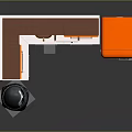 Modern Kitchen Furniture With Orange Cabinets Refrigerator Microwave Sink And Appliances