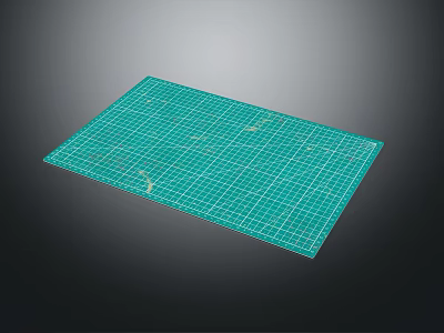 Green Cutting Mat With Grid Lines For Craft And DIY Projects 3d model