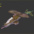 Yellow Futuristic Aircraft With Two Large Rotors Streamlined Body Cockpit And Weaponry