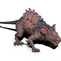 Ferocious Fantasy Rat Creature With Gray Body Orange Textures Spikes Red Eyes And Sharp Teeth