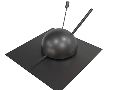 Modern Black Sphere On Square Base With Two Vertical Rods Design 3d model